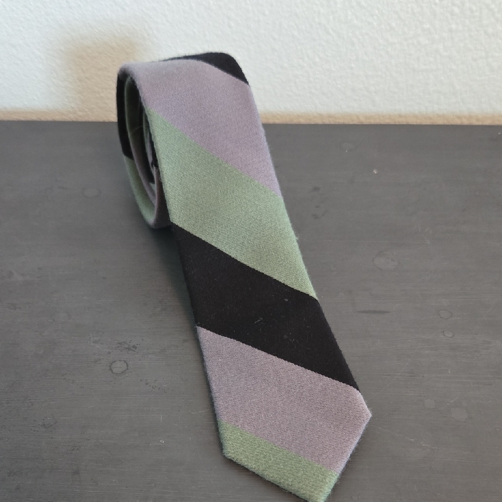 The Tie Bar Green, Gray, Black Tie Wool And Silk Blend